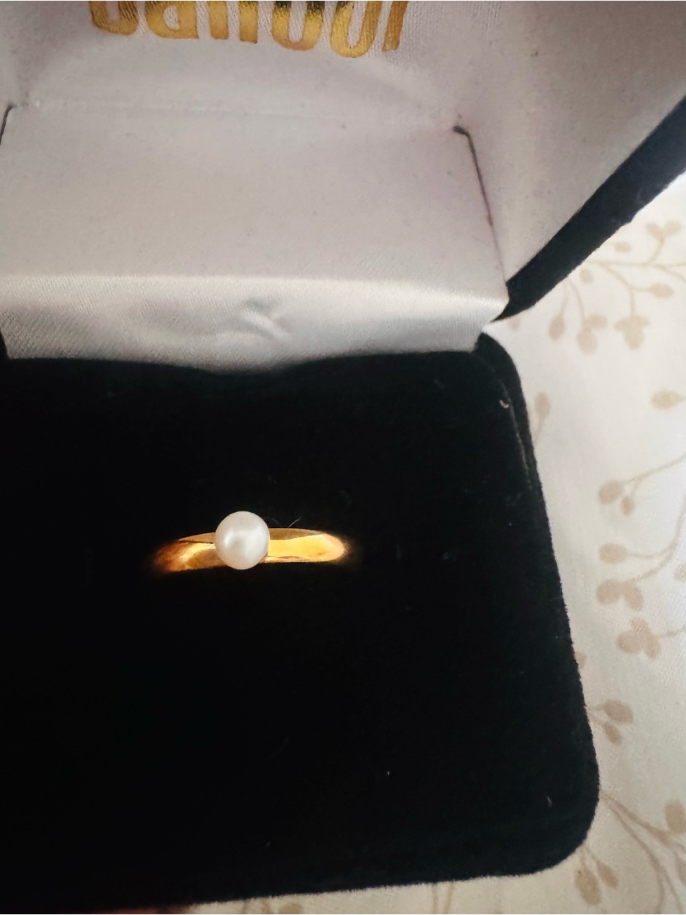 Gold Pearl Stackable Ring - Picture 7 of 7